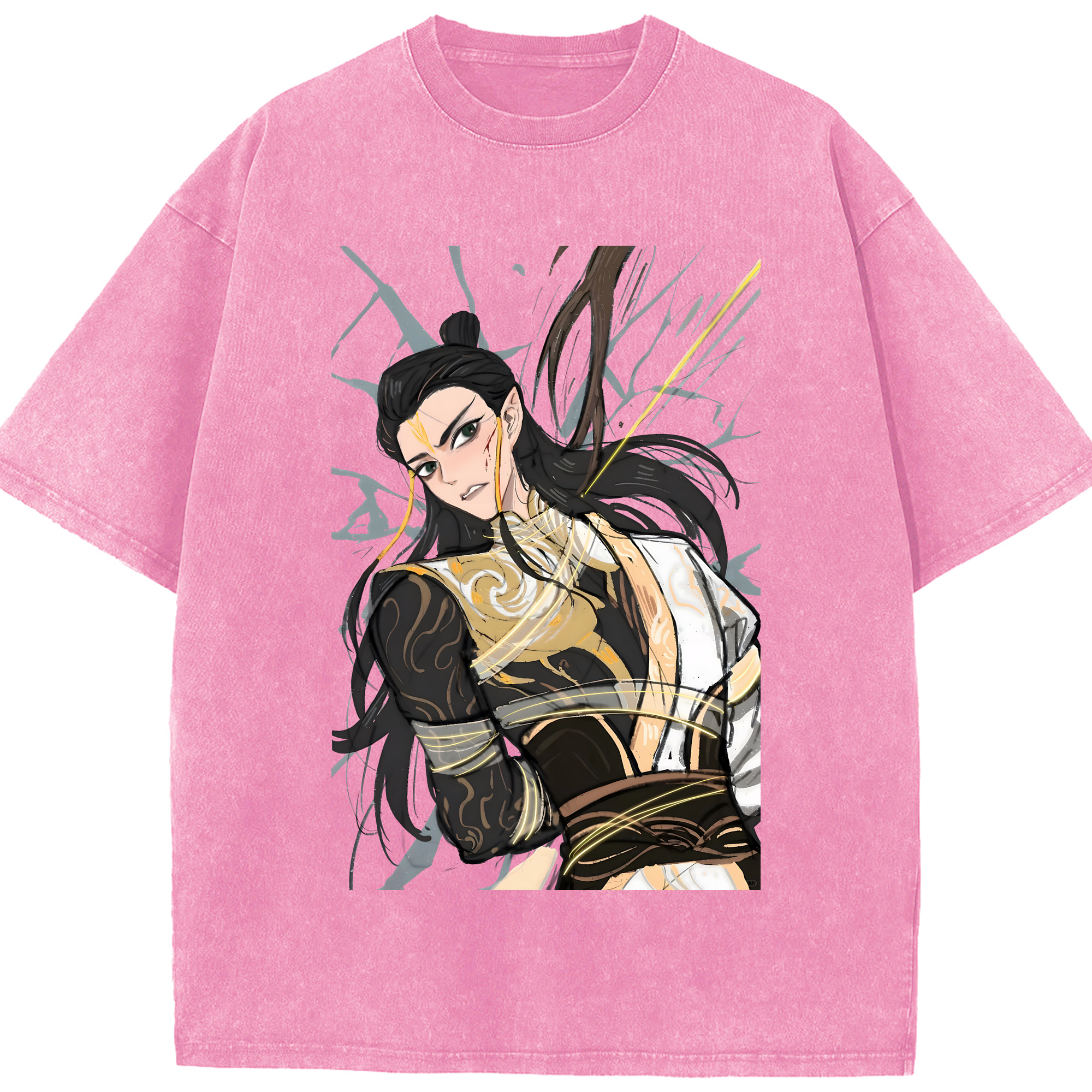 （画像用） Ne Zha 2 ナタ 魔童の大暴れ 綿100% ヴィンテージ風 半袖Tシャツ（フロントプリント）
